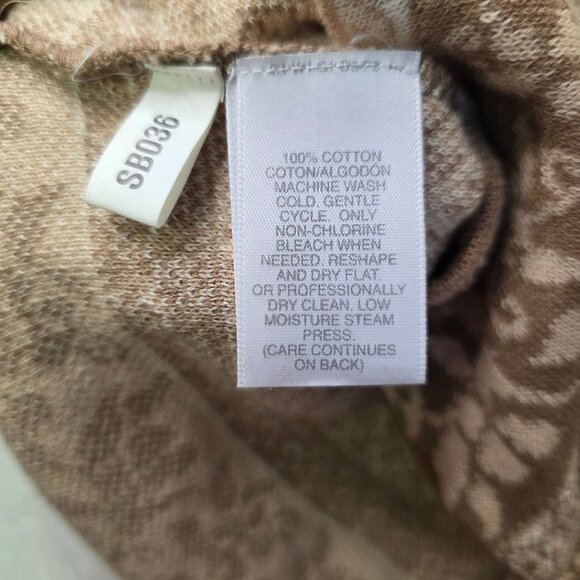 Susan Bristol Long Floral Knit Cardigan Medium Brown Beige Sweater Button Up - Picture 7 of 10